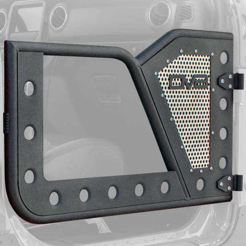 DV8 Offroad Jeep 18+ Wrangler JL / 20+ Gladiator JT Rear Rock Doors w/ Perforated Aluminum Mesh - Detail View