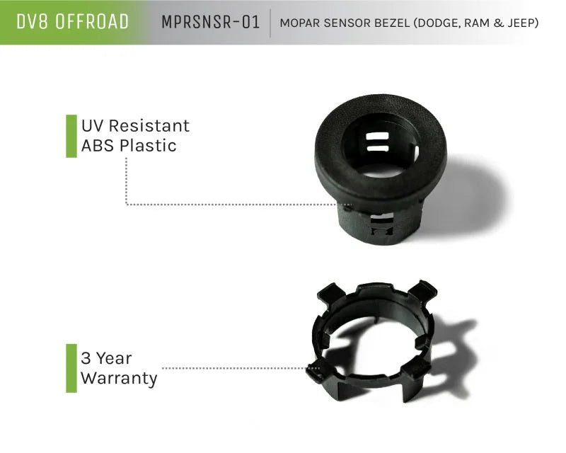 DV8 Offroad Jeep/Dodge/RAM Front Bezel & Rear Clip Replacement Kit for MOPAR Sensors - Set of 4 - Additional View 5