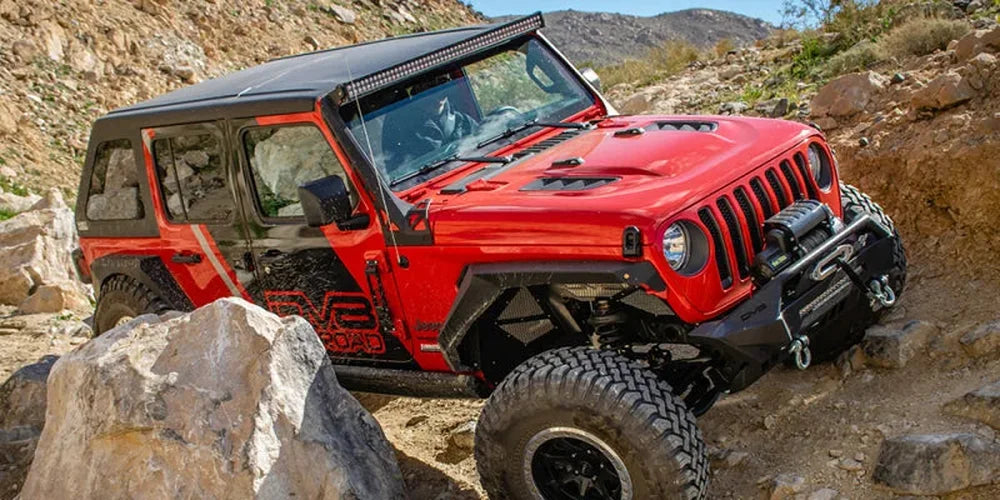 DV8 Offroad 18+ Jeep JL Rubicon Replica Hood - Back View