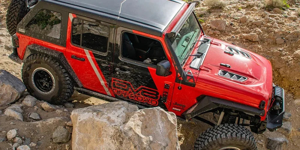 DV8 Offroad 18+ Jeep JL Rubicon Replica Hood - Installation View