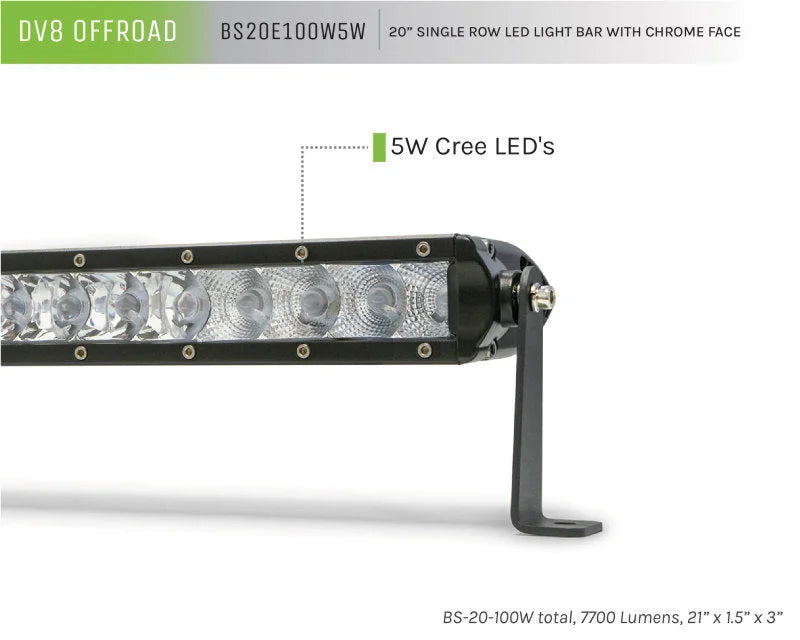 DV8 Offroad SL 8 Slim 20in Light Bar Slim 100W Spot 5W CREE LED - Black - Additional View 6
