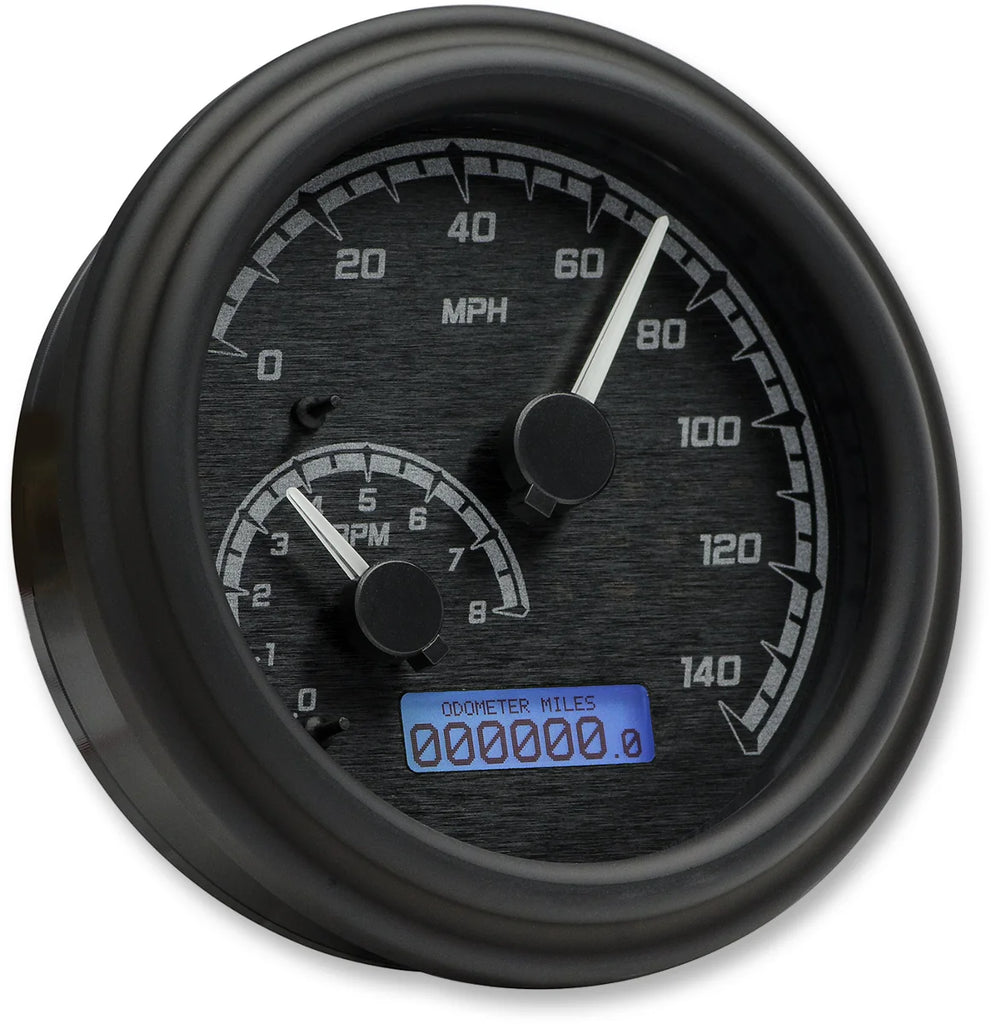 Dakota Digital MXV Series Fatbob Analog/Digital Gauge System - Black/Gray/Black MVX-2004-KG-K - Side View
