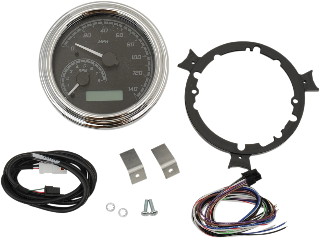 Dakota Digital MXV Series Fatbob Analog/Digital Gauge System - Black/Gray/Chrome MVX-2004-KG-C - Side View
