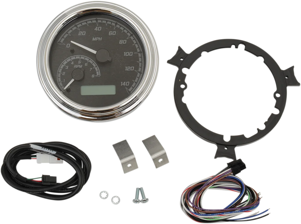 Dakota Digital MXV Series Fatbob Analog/Digital Gauge System - Black/Gray/Chrome MVX-2004-KG-C - Side View