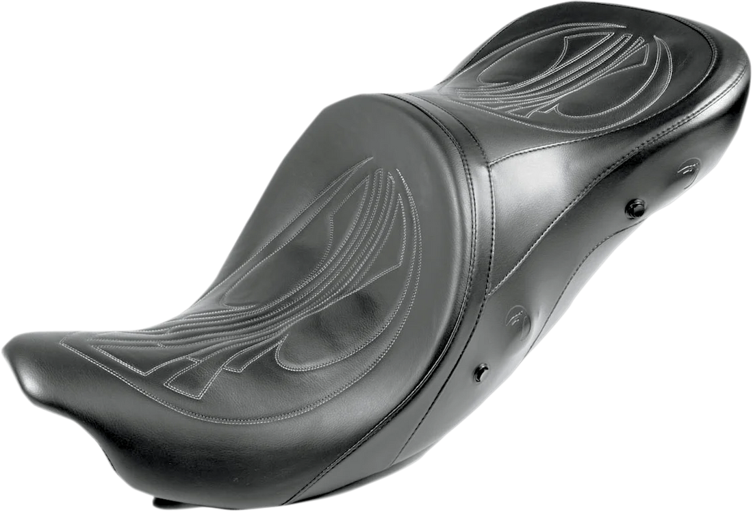 Danny Gray Longhaul 2Up Seat - Air - Double Diamond w/ Charcoal Gray Thread - FL '08-'23 21-412DIAAIR - Side View