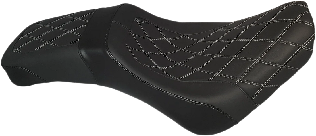 Danny Gray Weekday™ 2-Up Seat - Double Diamond w/ Charcoal Stitch - FXD '06-'17 22-608DIA - Side View