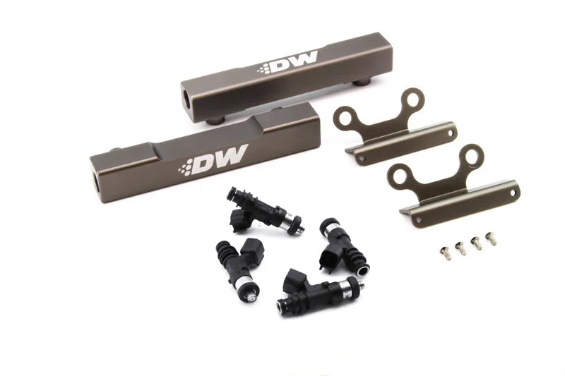 DeatschWerks 02+ Subaru WRX / 07+ STI/LGT Top Feed Fuel Rail Upgrade Kit w/ 1000cc Injectors - Side View