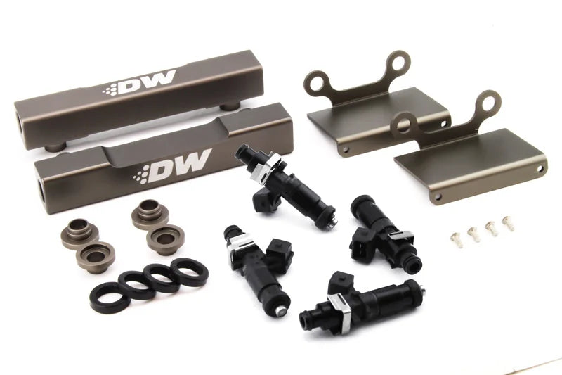 DeatschWerks 04-06 Subaru STI/LGT Side Feed to Top Feed Fuel Rail Conv Kit w/ 1200cc Injectors - Back View