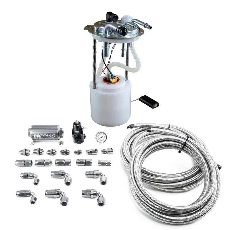 DeatschWerks 05-19 Yukon/Tahoe/Suburban DW400 Pump Module and Return SS CPE Plumbing Kit - Main Product View