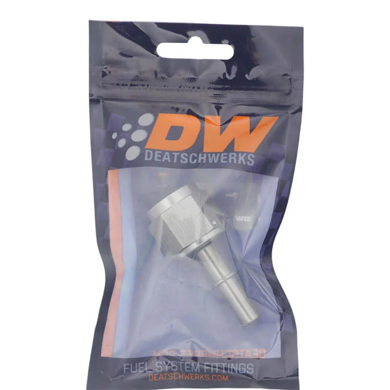 DeatschWerks 10AN Female Flare Swivel to 3/8in Male EFI Quick Disconnect - Anodized DW Titanium - Side View