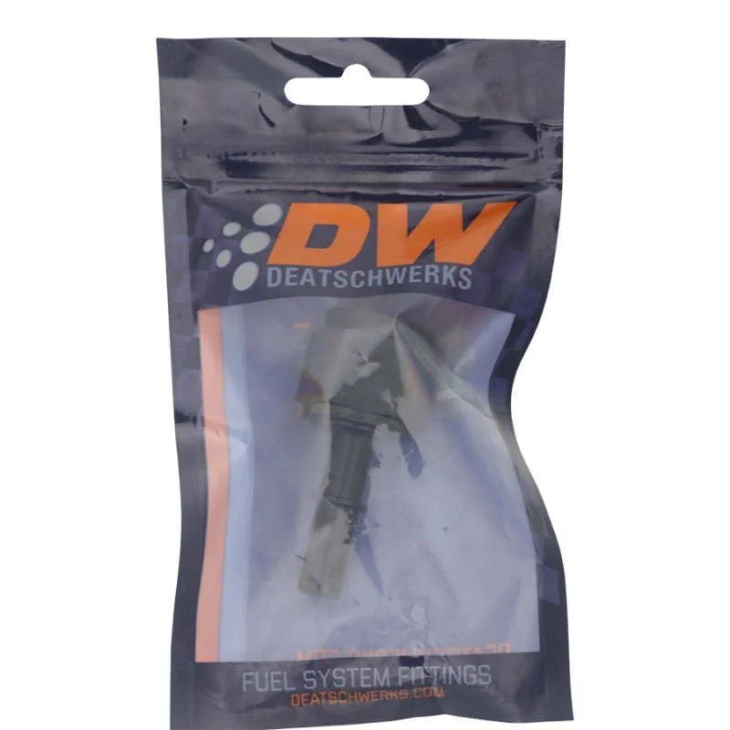 DeatschWerks 10AN Female Flare Swivel to 3/8in Male EFI Quick Disconnect - Anodized Matte Black - Side View