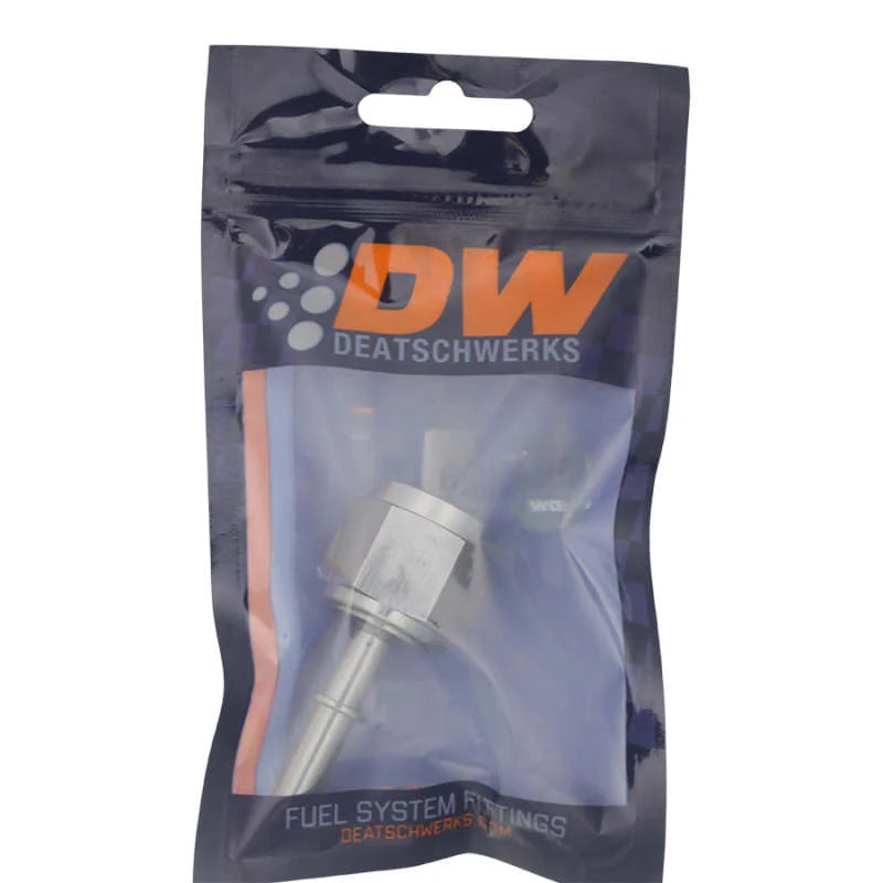 DeatschWerks 10AN Female Flare Swivel to 5/16in Male EFI Quick Disconnect - Anodized DW Titanium - Side View