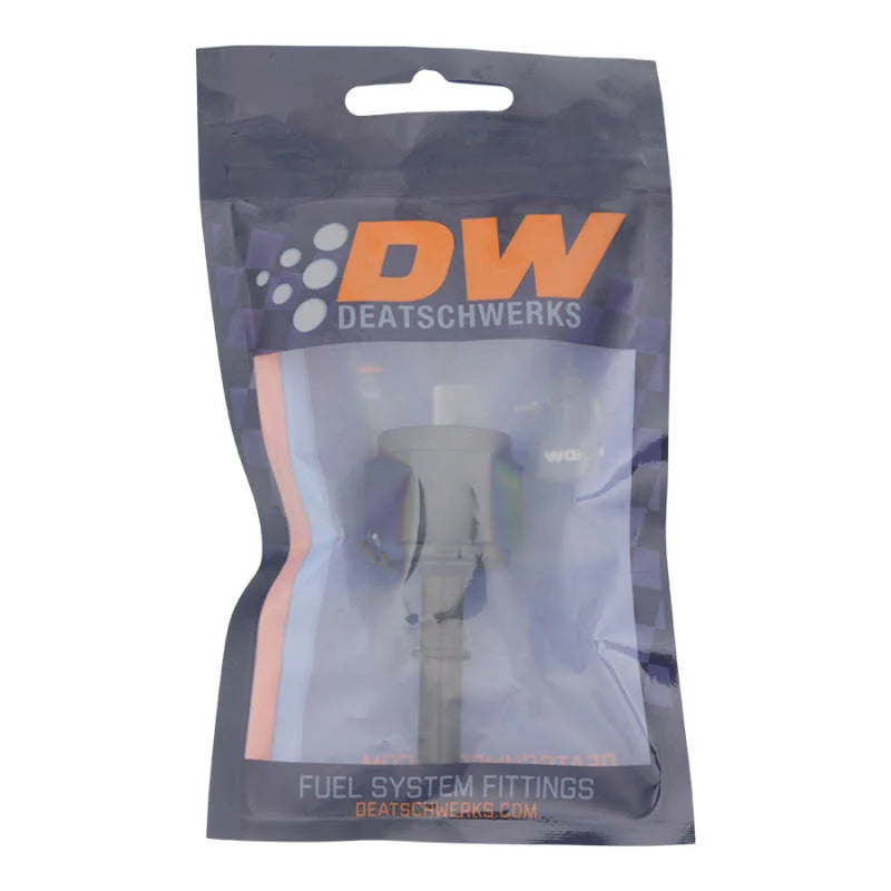 DeatschWerks 10AN Female Flare Swivel to 5/16in Male EFI Quick Disconnect - Anodized Matte Black - Side View