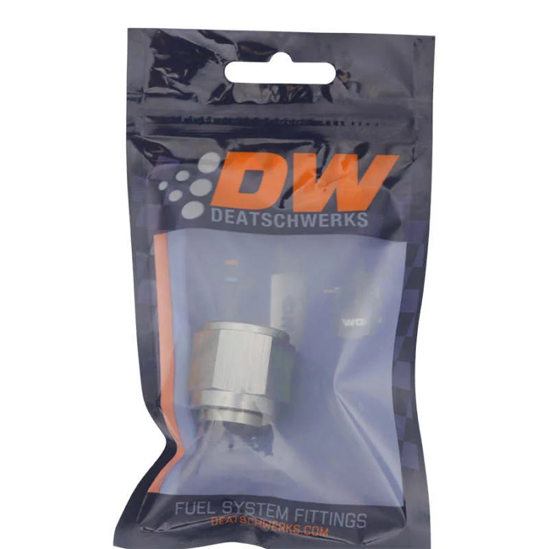 DeatschWerks 10AN Female Flare to 8AN Male Flare Reducer - Anodized DW Titanium - Side View
