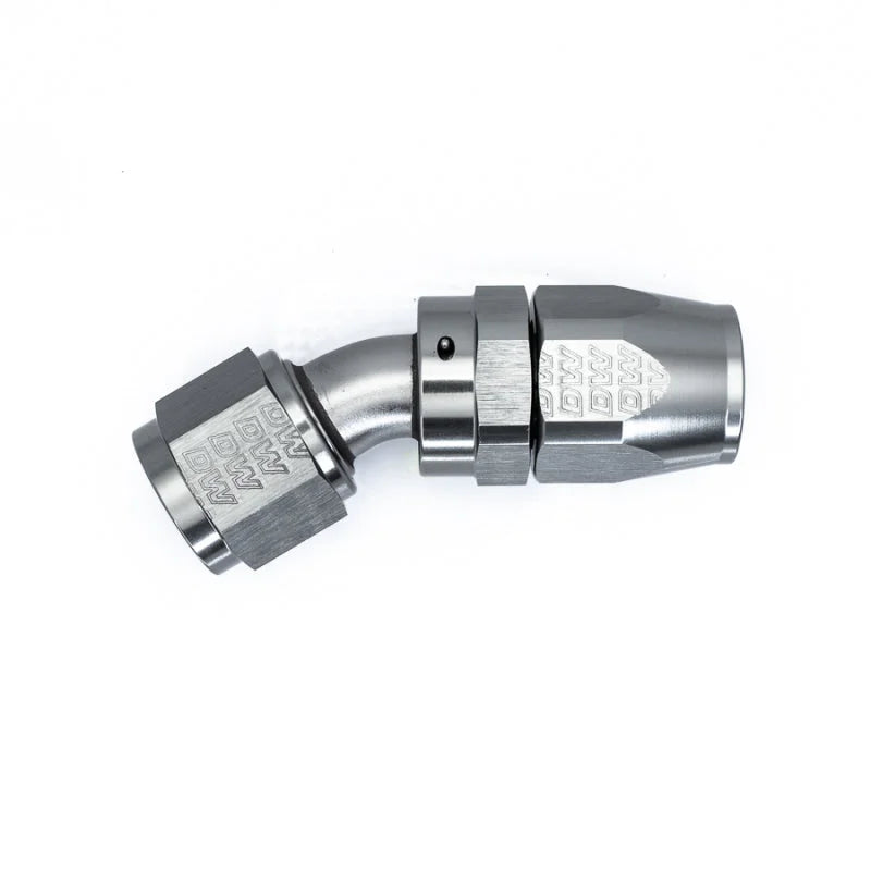 DeatschWerks 10AN Female Swivel 30-Degree Hose End CPE - Anodized Titanium - Side View