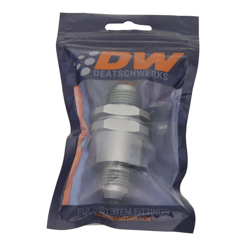 DeatschWerks 10AN Male Flare + 10AN Male Flare One Way Check Valve - Side View