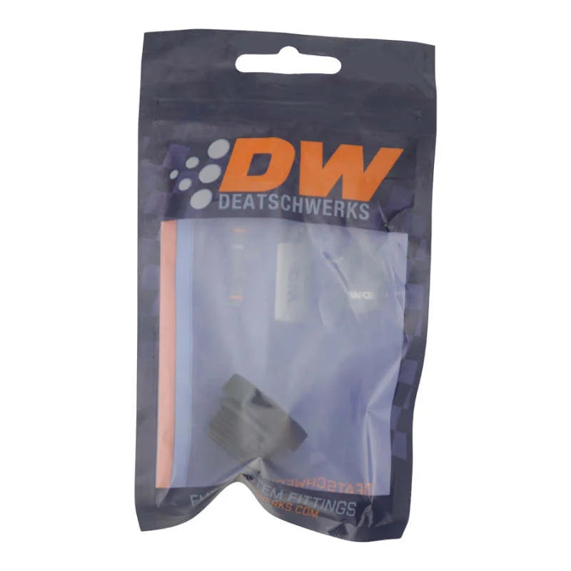 DeatschWerks 10AN ORB Male Plug Fitting with 1/8in NPT Gauge Port - Anodized Matte Black - Side View