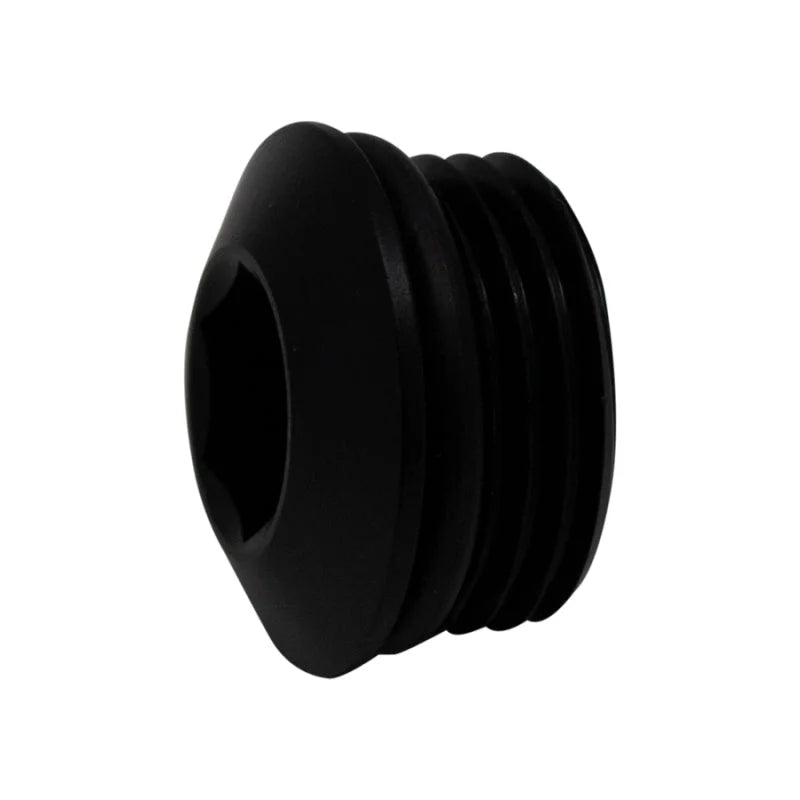 DeatschWerks 10AN ORB Male Plug Low Profile Internal Allen/Hex (Incl O-Ring) - Anodized Matte Black - Main Product View