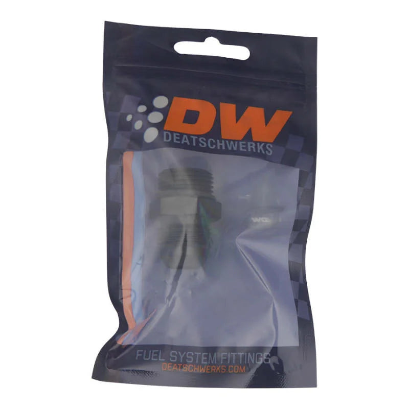 DeatschWerks 10AN ORB Male to 10 AN Male Flare Adapter (Incl O-Ring) - Anodized Matte Black - Side View