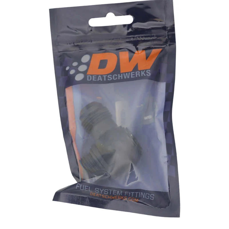 DeatschWerks 10AN ORB Male to 10AN Male Flare Low Profile 90-Degree Swivel - Anodized Matte Black - Side View