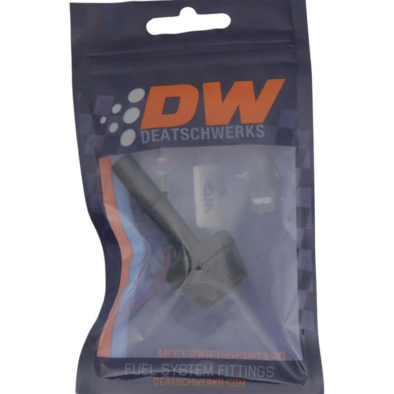 DeatschWerks 10AN ORB Male to 3/8in Male EFI Quick Connect Adapter - Anodized Matte Black - Side View