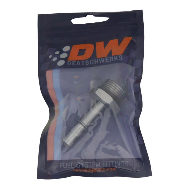 DeatschWerks 10AN ORB Male to 3/8in Male EFI Quick Connect Adapter - Anodized DW Titanium - Side View
