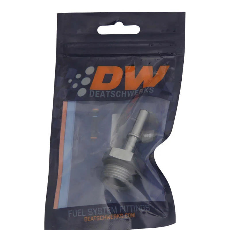 DeatschWerks 10AN ORB Male to 5/16in Male EFI Quick Connect Adapter - Anodized DW Titanium - Side View