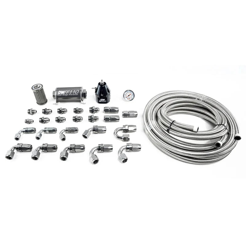 DeatschWerks 11-19 Ford Mustang X2 Series -10AN CPE Plumbing Kit - Side View