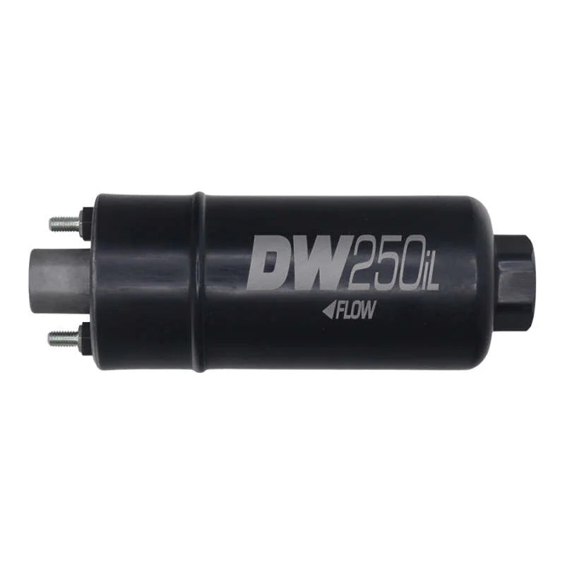 DeatschWerks 250LPH In-Line External Fuel Pump (No Bracket) - Side View