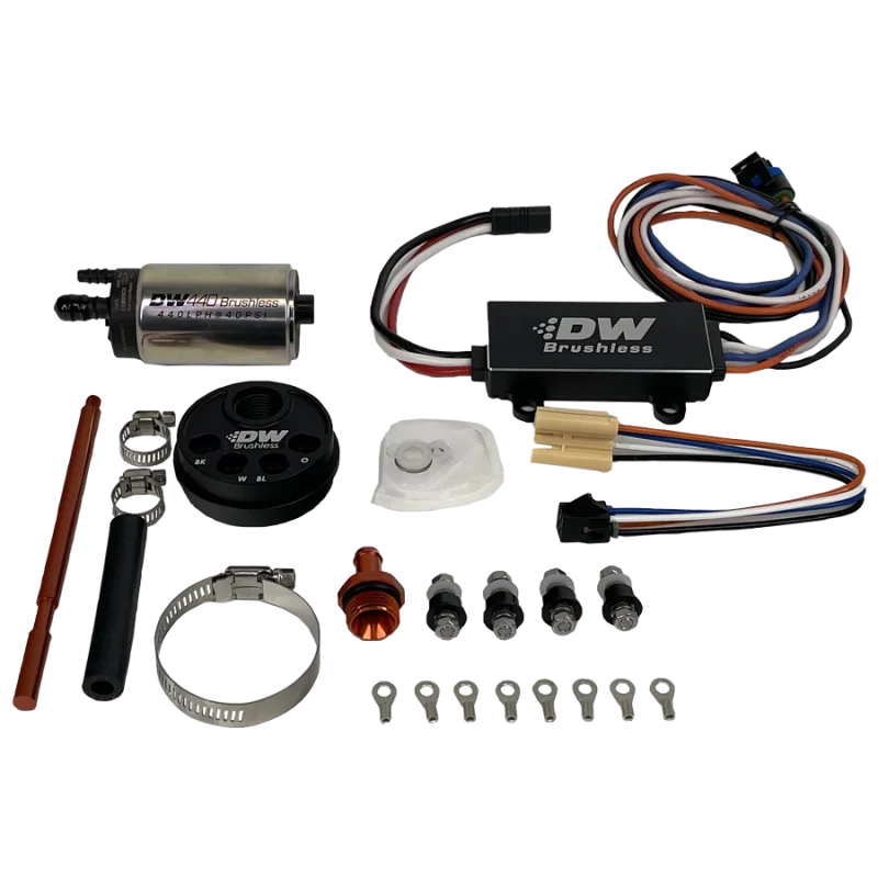 DeatschWerks 3.5L Module Surge Tank In-Tank Pump Adapter w/ DW440 Brushless & Controller 440lph Pump - Side View