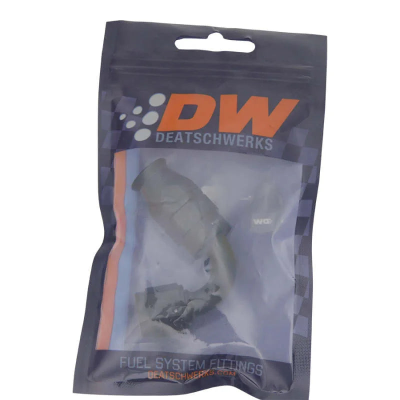 DeatschWerks 6 AN Female Flare Swivel 120-Degree Hose End PTFE - Anodized Matte Black - Side View
