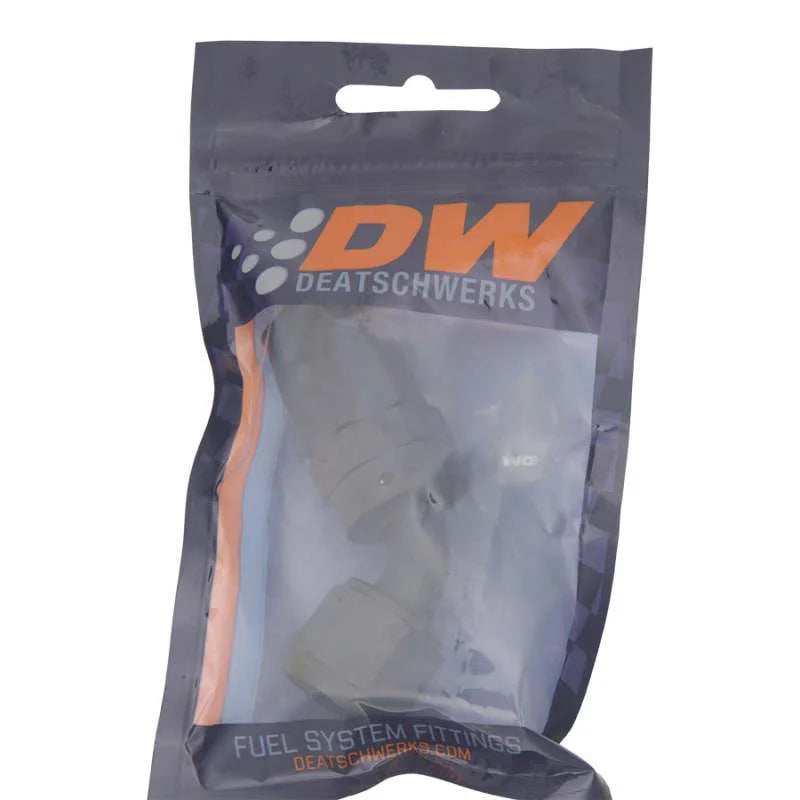 DeatschWerks 6 AN Female Flare Swivel 60-Degree Hose End CPE - Anodized Matte Black - Side View