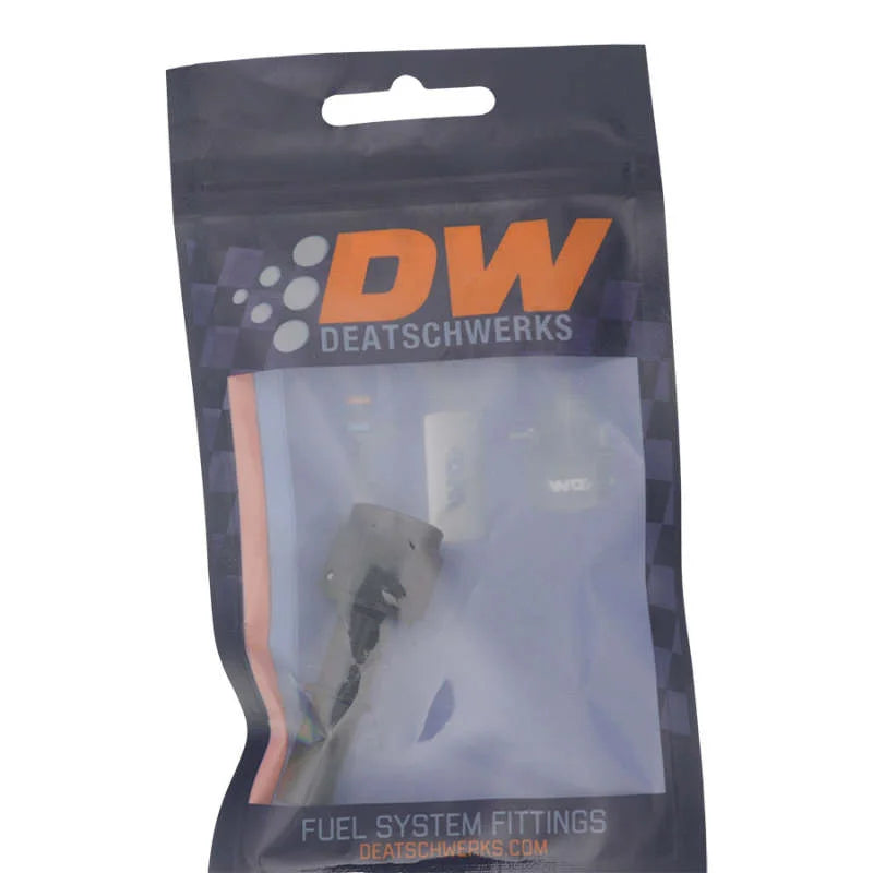 DeatschWerks 6AN Female Flare Swivel to 3/8in Male EFI Quick Disconnect - Anodized Matte Black - Side View