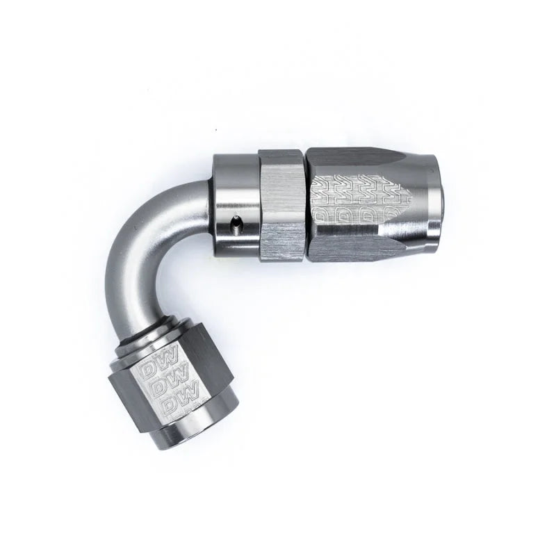 DeatschWerks 6AN Female Swivel 120-Degree Hose End CPE - Anodized DW Titanium - Main Product View