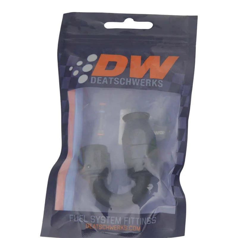 DeatschWerks 6AN Female Swivel 180-Degree Hose End PTFE (Incl Olive Insert) - Anodized Matte Black - Side View