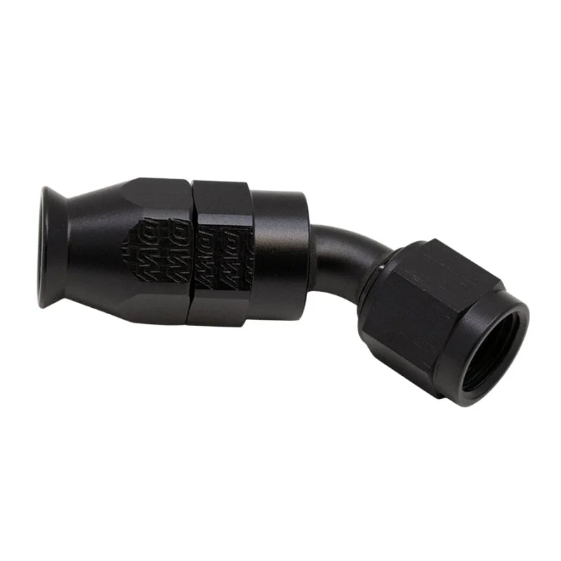 DeatschWerks 6AN Female Swivel 45-Degree Hose End PTFE (Incl 1 Olive Insert) - Anodized Matte Black - Main Product View