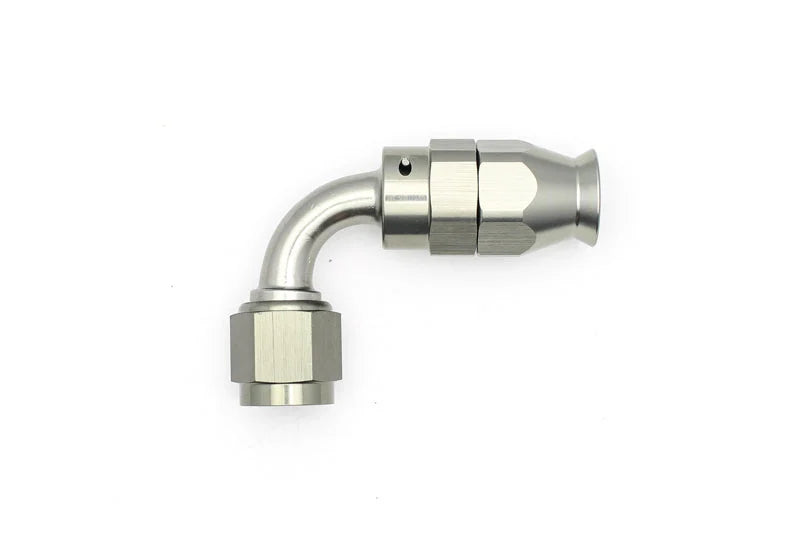DeatschWerks 6AN Female Swivel 90-Degree Hose End PTFE (Incl. 1 Olive Insert) - Side View