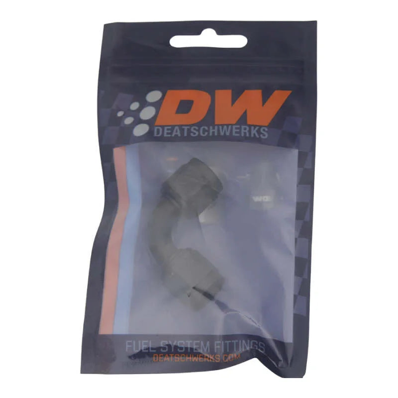 DeatschWerks 6AN Flare Female Swivel 90-Degree to 6AN Flare Female Swivel - Anodized Matte Black - Side View