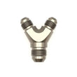 Load image into Gallery viewer, DeatschWerks 6AN Male Flare + 6AN Male Flare to 8AN Male Flare Y Block Fitting - Side View