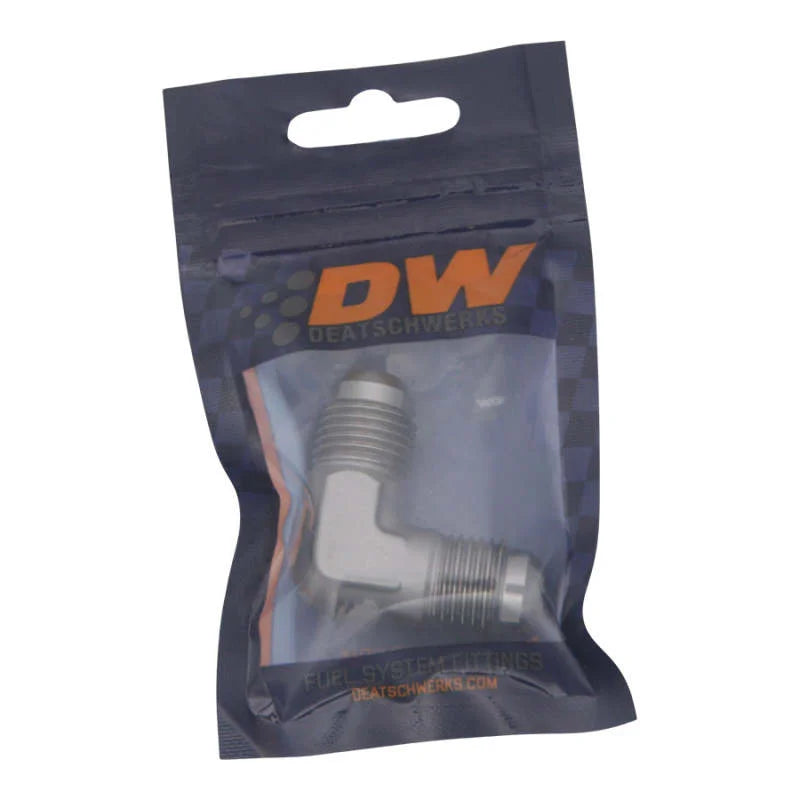 DeatschWerks 6AN Male Flare To 6AN Male Flare 90-Degree Coupler Fitting - Additional View 6