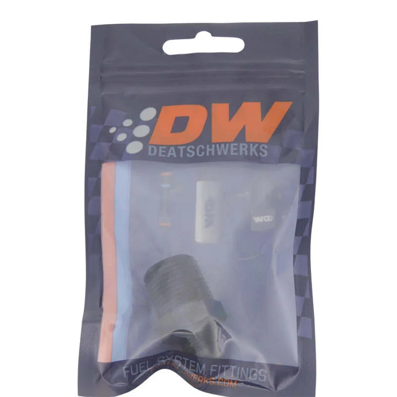 DeatschWerks 6AN Male Flare to 1/2in Male NPT Adapter - Anodized Matte Black - Side View