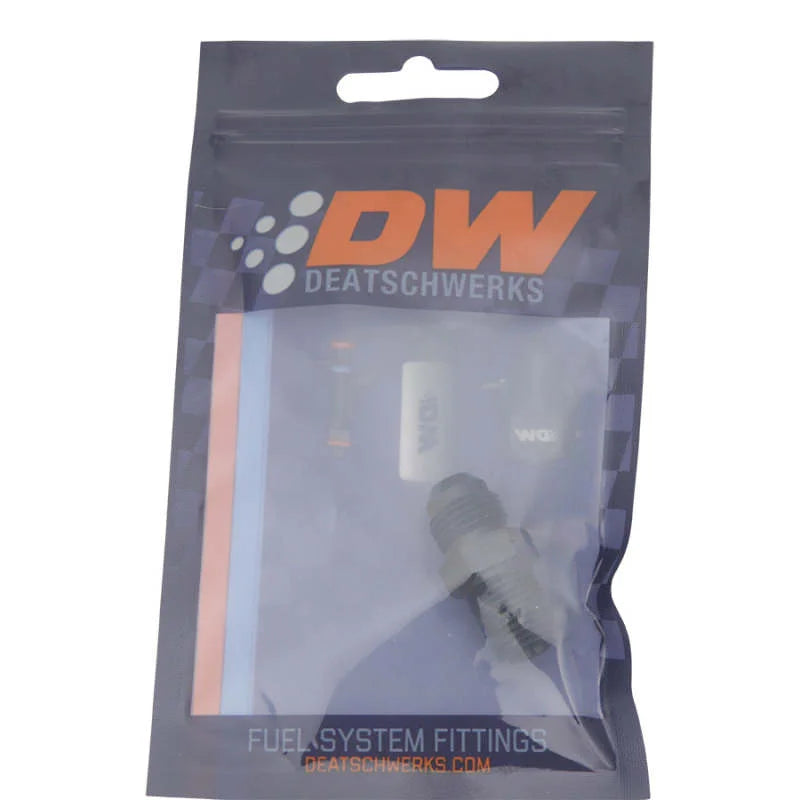DeatschWerks 6AN Male Flare to 1/4in Male NPT Adapter - Anodized Matte Black - Side View
