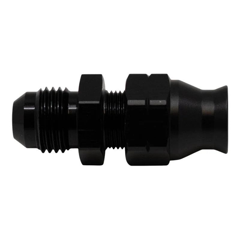 DeatschWerks 6AN Male Flare to 5/16in Hardline Compression Adapter - Anodized Matte Black - Main Product View