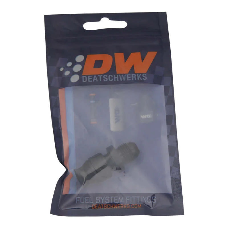 DeatschWerks 6AN Male Flare to 5/16in Hardline Compression Adapter - Anodized Matte Black - Side View