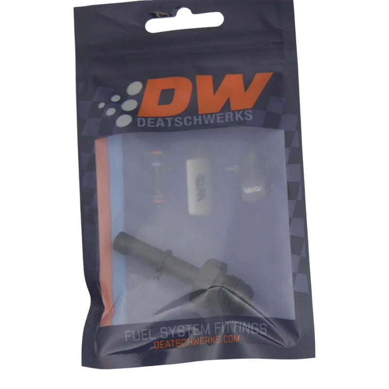 DeatschWerks 6AN Male Flare to 5/16in Male EFI Quick Connect Adapter - Anodized Matte Black - Side View
