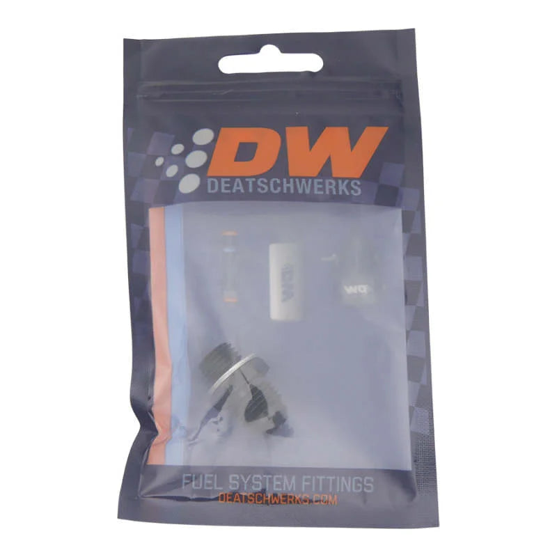 DeatschWerks 6AN Male Flare to M12 X 1.5 Male Metric Adapter (Incl Washer) - Anodized Matte Black - Side View