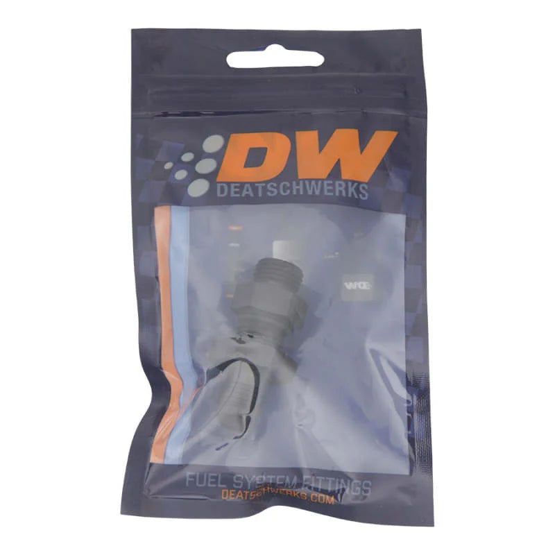 DeatschWerks 6AN O-Ring Male to 6AN Male Flare Bulkhead Include Nut - Anodized Matte Black - Side View