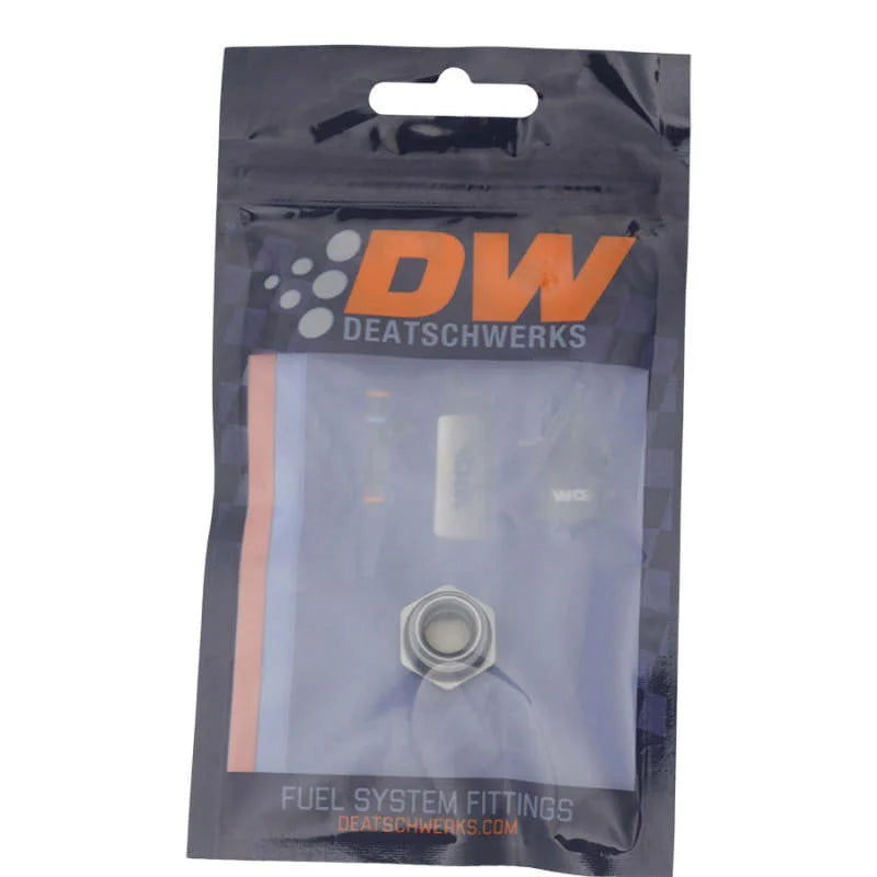 DeatschWerks 6AN ORB Male Plug Fitting with 1/8in NPT Gauge Port - Anodized DW Titanium - Side View