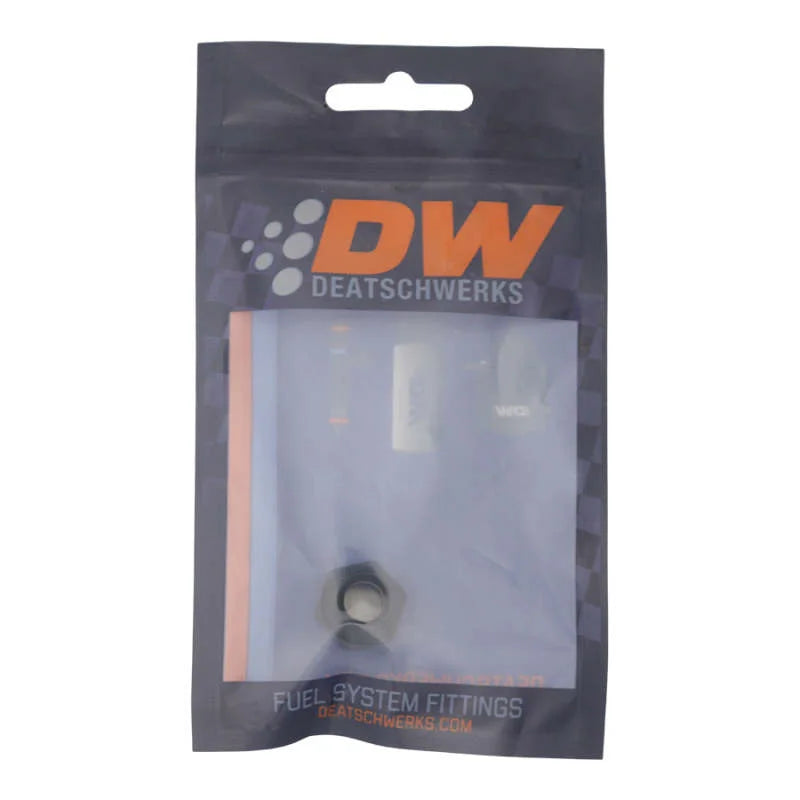 DeatschWerks 6AN ORB Male Plug Fitting with 1/8in NPT Gauge Port - Anodized Matte Black - Side View