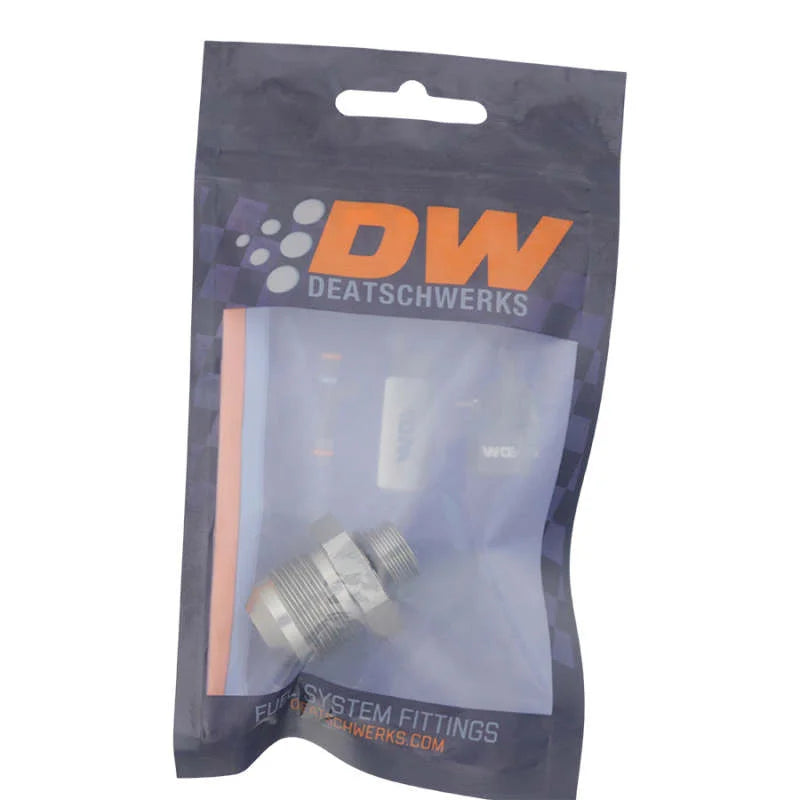DeatschWerks 6AN ORB Male to 10AN Male Flare Adapter - Anodized DW Titanium - Side View